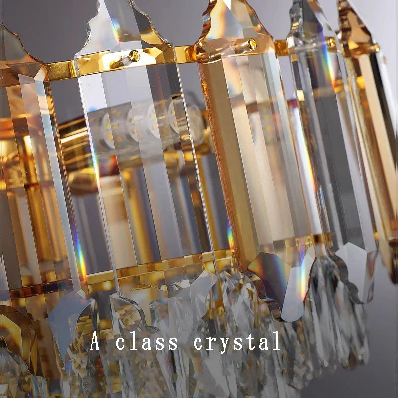 DecorBites™ Gold Amber Crystal Chandelier Lights Modern Room Decor Hanging Lamp