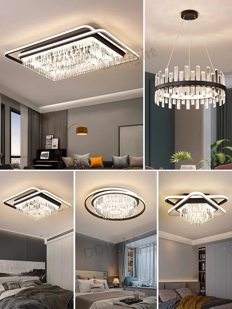 DecorBites™ Crystal Industrial Pendant Chandelier Set for Modern Living Room and Bedroom Decor