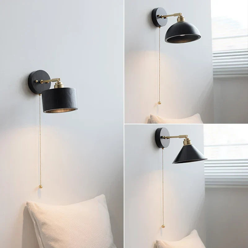 DecorBites™ Black Wood LED Wall Sconce Rotatable Stair Light, Modern Nordic Design