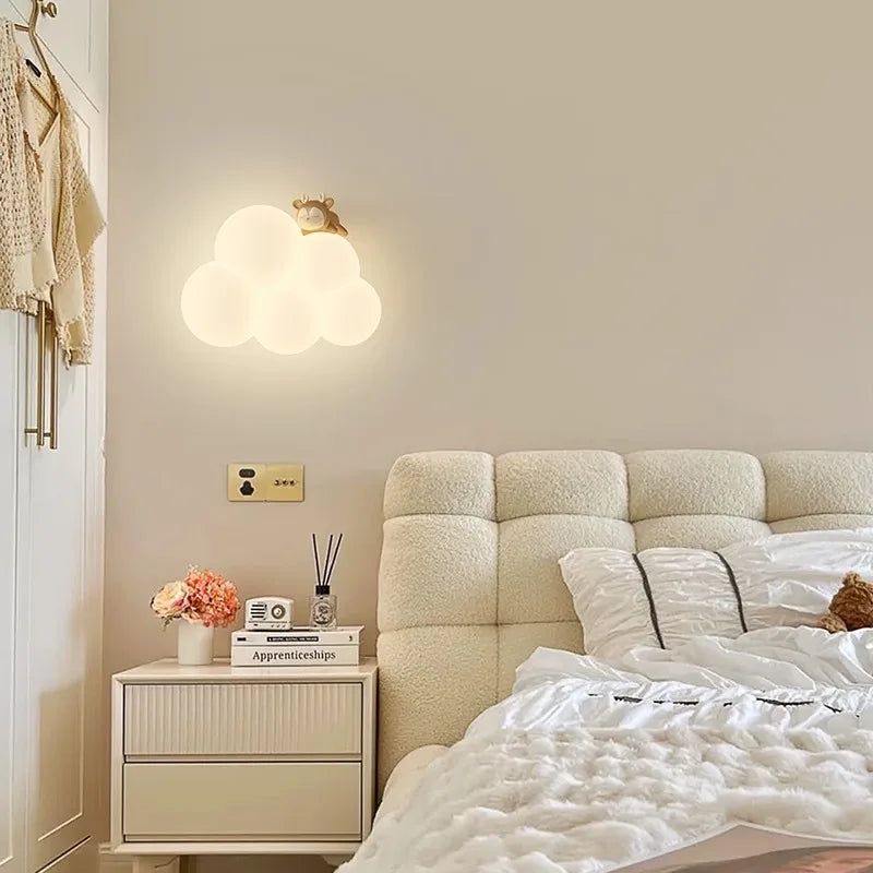 DecorBites™ Cloud Cartoon Wall Lamp for Nursery Room, Kids Bedroom, Cute Animal Sconce