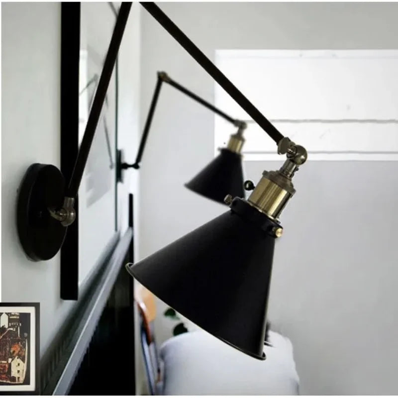 DecorBites™ Black Umbrella Lampshade Adjustable Wall Lights for Cafe, Study & Living Room