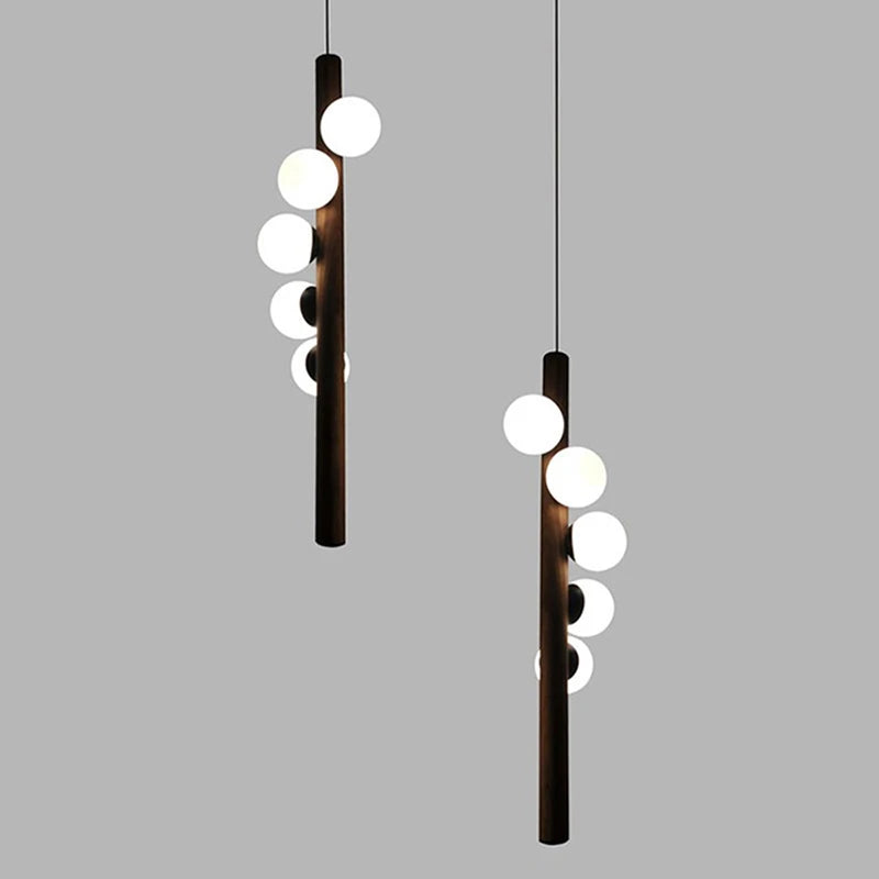 DecorBites™ Burly Wood Walnut Glass Pendant Light for Living Room Bar Foyer