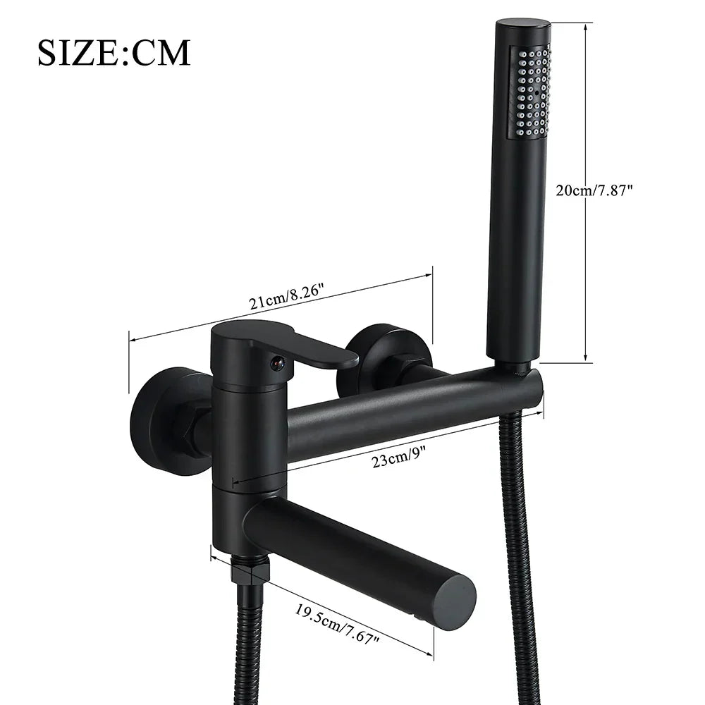 DecorBites™ Black Wall Mount Waterfall Tub Shower System Faucet