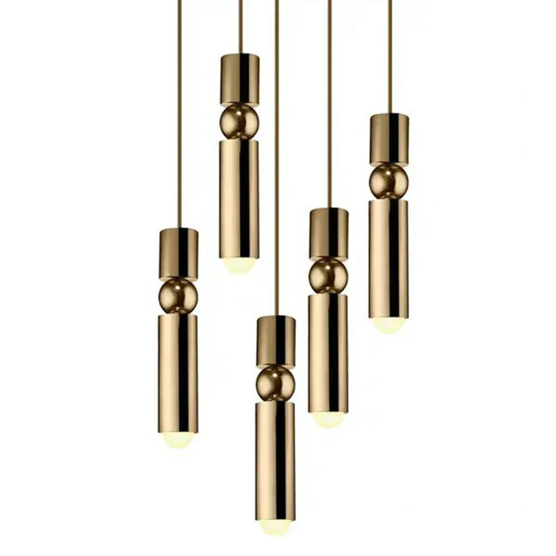 DecorBites™ Black Gold LED Tube Glass Chandelier for Home & Shop Decoration