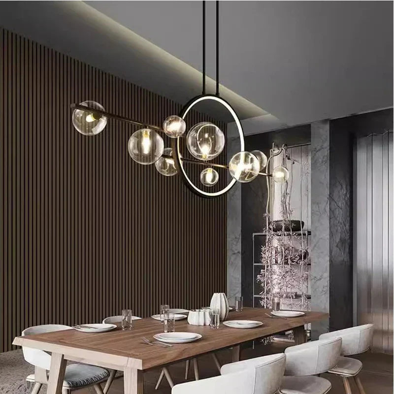 DecorBites™ Bubble Glass Chandelier LED Dining Table Spherical Lighting