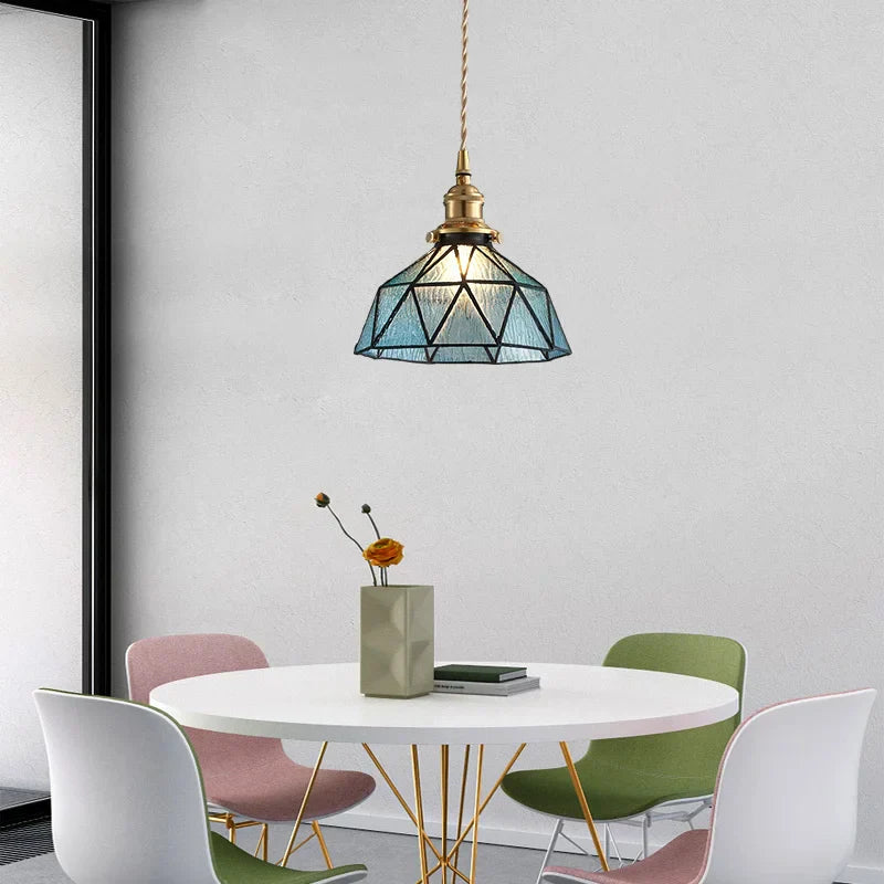 DecorBites™ Blue Glass LED Pendant Light Fixture - Nordic Modern Hang Lamp