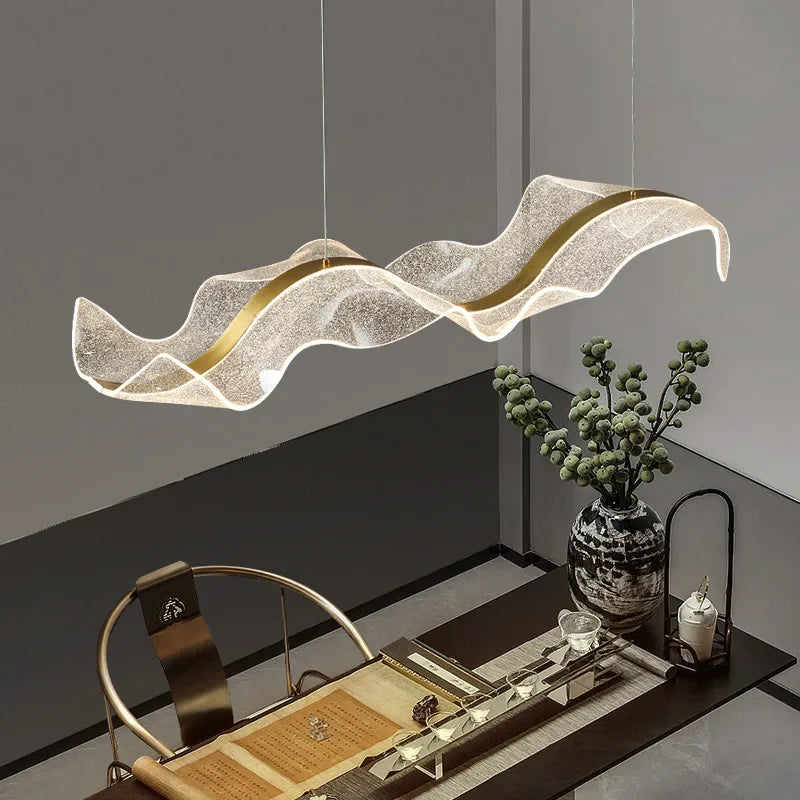 DecorBites™ Acrylic Ribbon LED Ceiling Chandelier for Living Room, Modern Dining Pendant Lamp