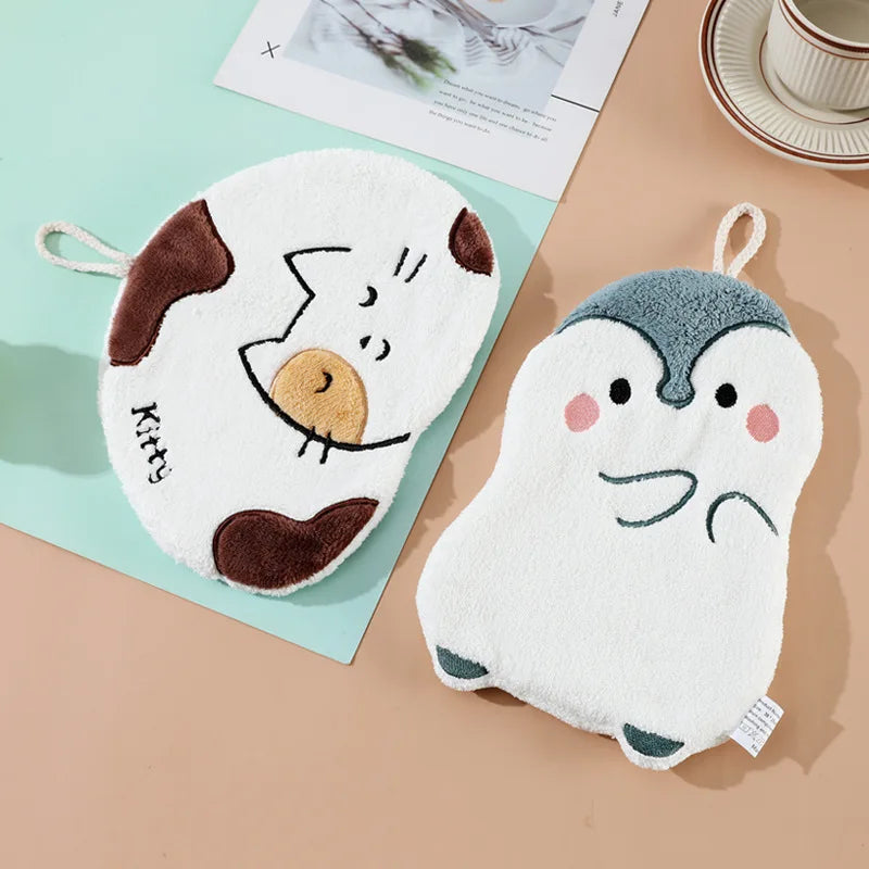 DecorBites™ Cartoon Animals Microfiber Hand Towel Set