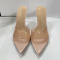 New Summer Women's High-heeled Sandals Simple Transparent High-heeled Slippers Stiletto Pointed Open-toed Slippers Mules
