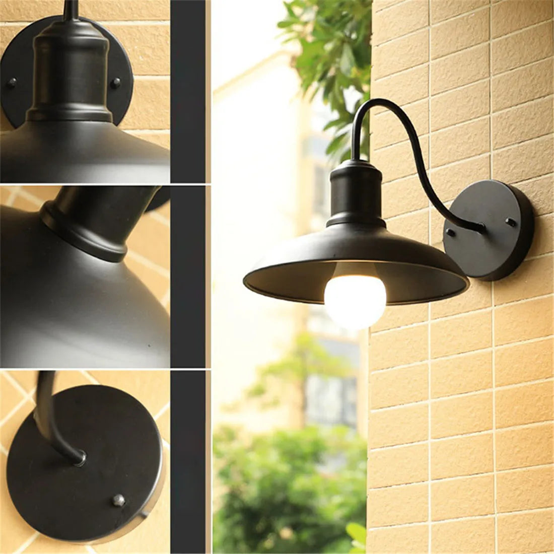DecorBites™ Black Rustic Gooseneck Outdoor Barn Light Fixture for Patio/Garage/Bathroom
