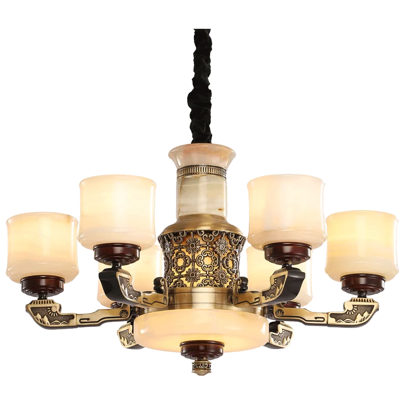 DecorBites™ All Copper Marble Jade Chandelier: Luxury Living Room Hall Bedroom Lighting