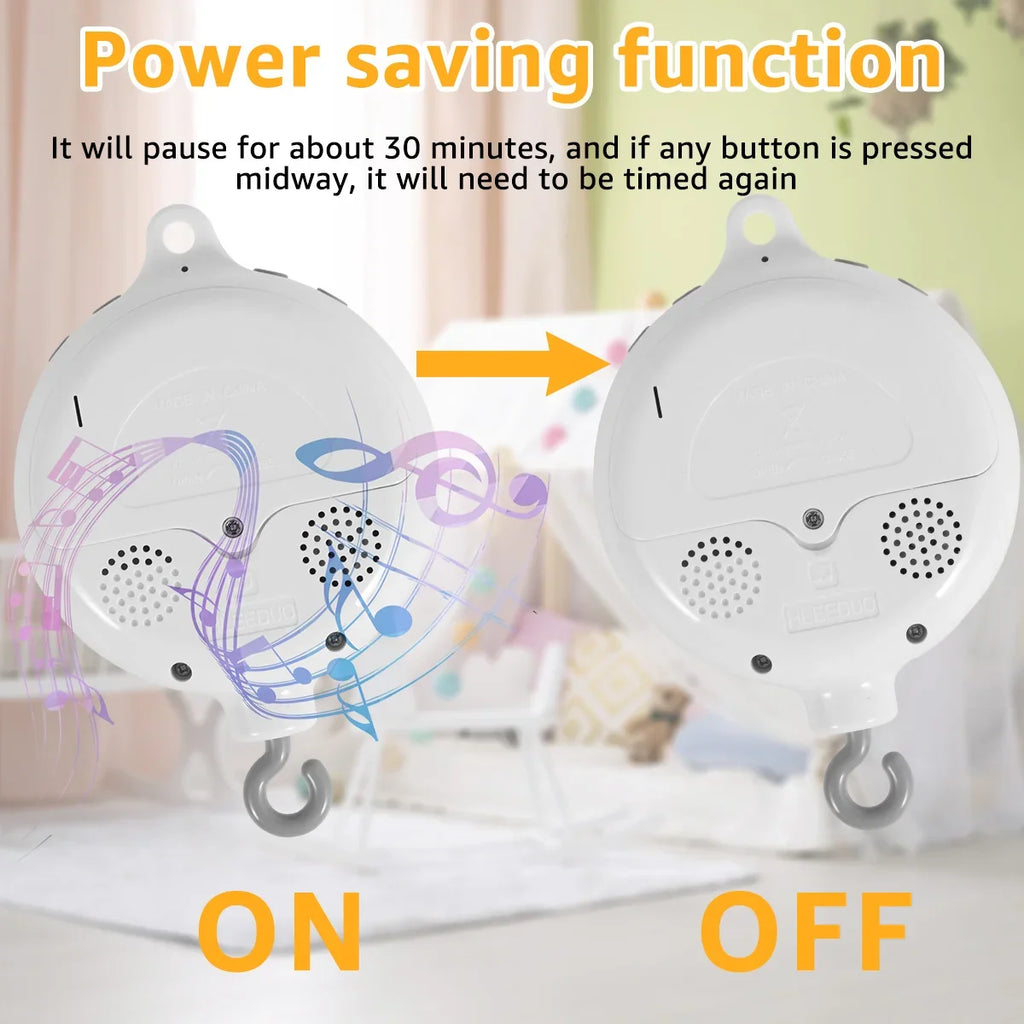 Baby Mobile Music Box Crib Mobile Musical Box with 3 Modes Baby Bedding Rotating Musical Box Battery Operated Cot Mobile Motor