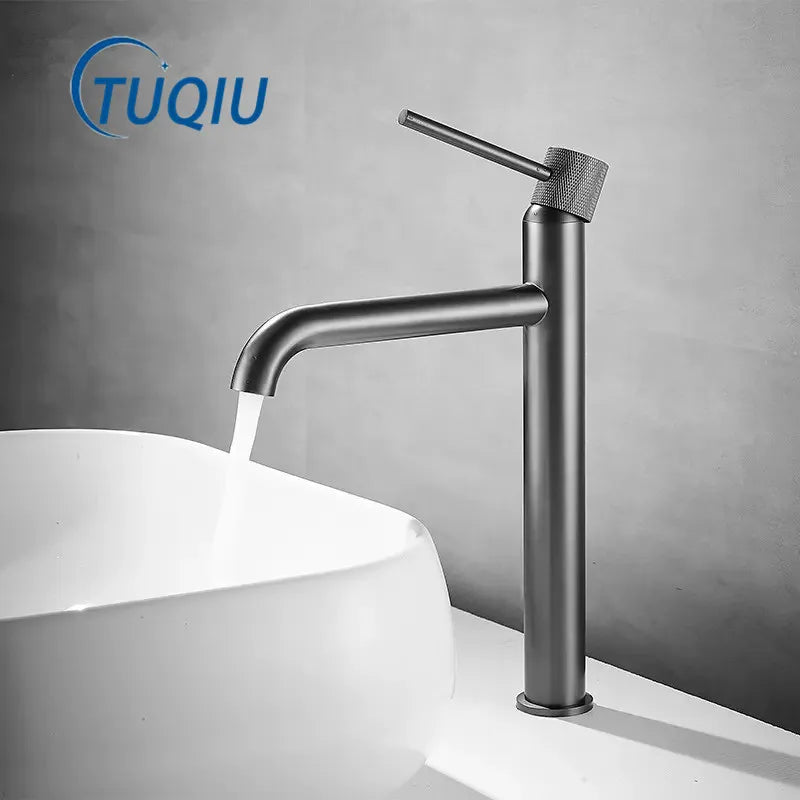 DecorBites™ Brushed Gold Swivel Faucet for Bathroom Basin, Hot Cold Water Sink Crane