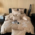 DecorBites™ Egyptian Cotton Flowers Embroidery Bedding Set in Black, Red, and Khaki