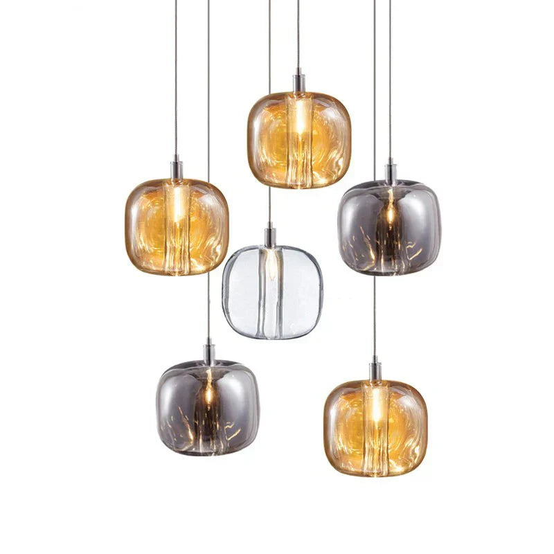 DecorBites™ LED Stair Chandelier: Luxury Amber/Crystal Indoor Lighting Fixture