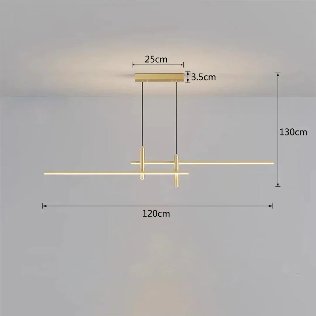 DecorBites™ Black/Gold LED Dining Room Island Chandelier: Modern Minimalist Kitchen Hanging Lamp