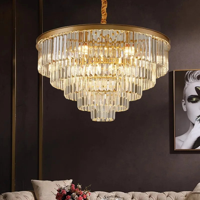DecorBites™ Crystal Chandelier Stair Pendant Light Interior Lighting for Modern Home Decor