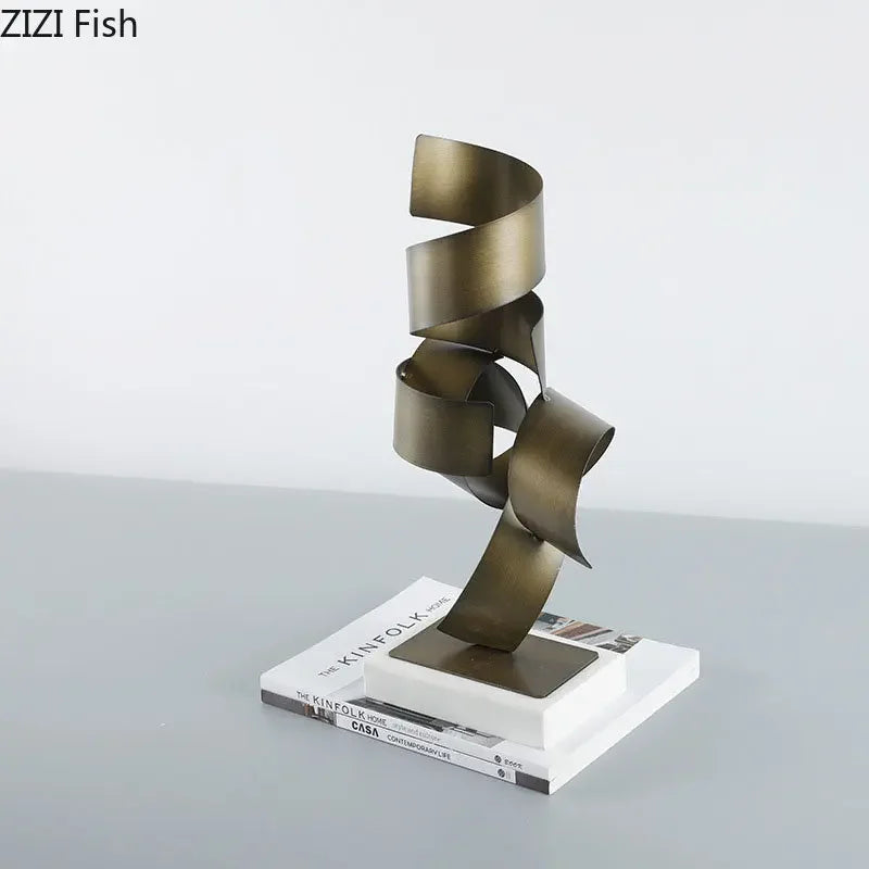 DecorBites™ Irregular Crimp Metal Ornaments: Creative Twist Sculpture Artwork for Aesthetic Room Decor