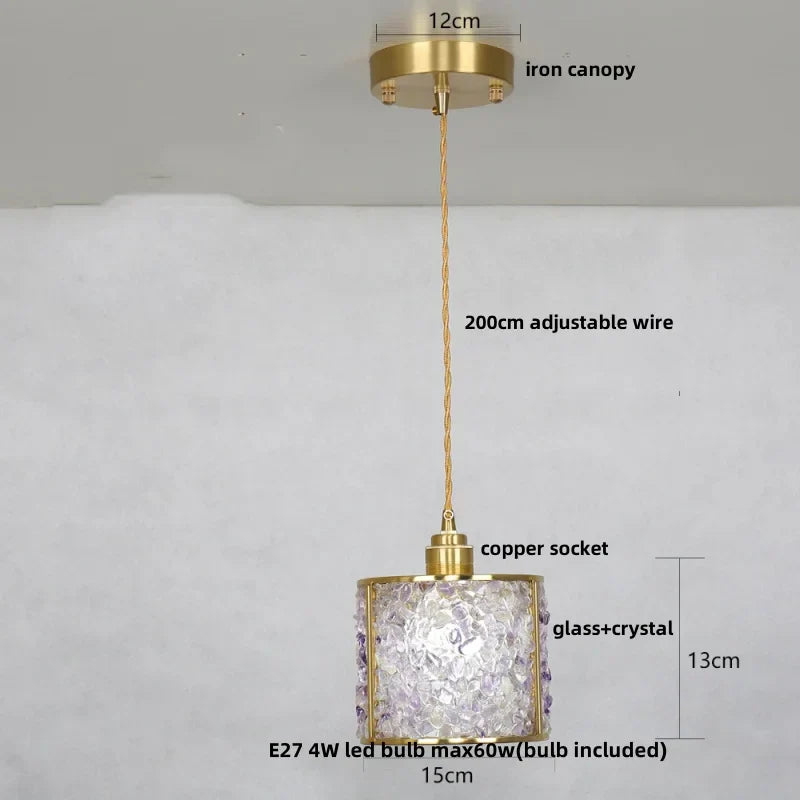 DecorBites™ Crystal Glass LED Pendant Lamp with Adjustable Copper Socket for Modern Luxury Décor