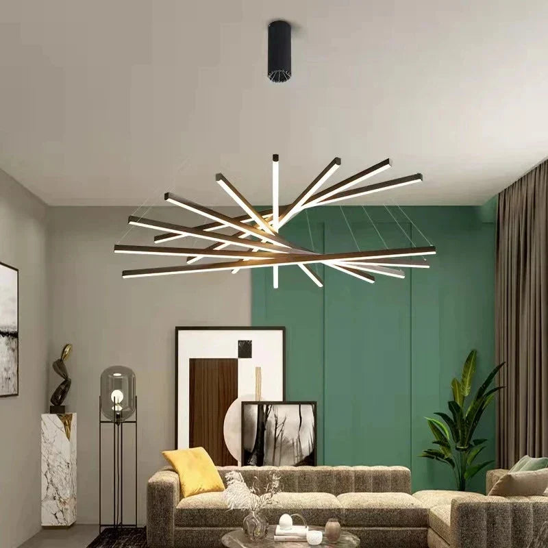 DecorBites™ Aluminum Ceiling Chandelier: LED Changeable Shape Stair High-Rise Indoor Lighting