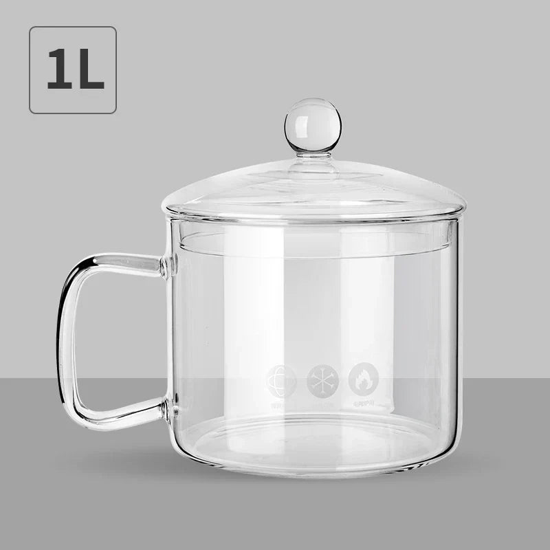 DecorBites™ Glass Salad Bowl with Lid, Large Capacity, Creative Design
