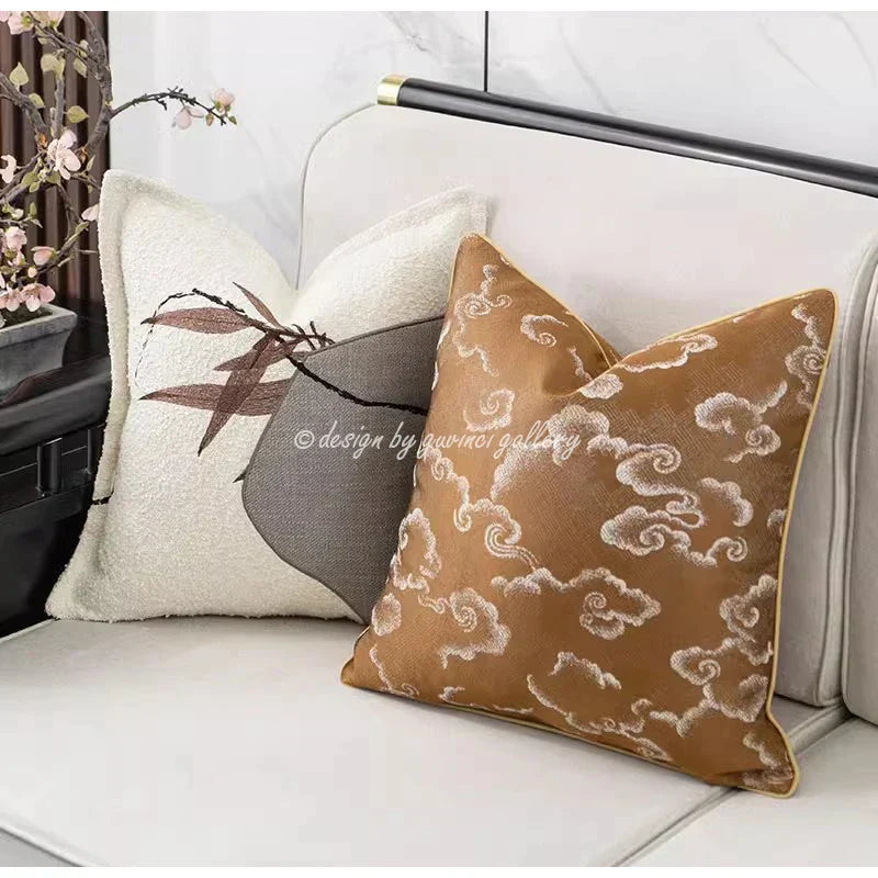 DecorBites™ Auspicious Clouds Jacquard Throw Pillow Cover-Luxury Decorative Cushion Case