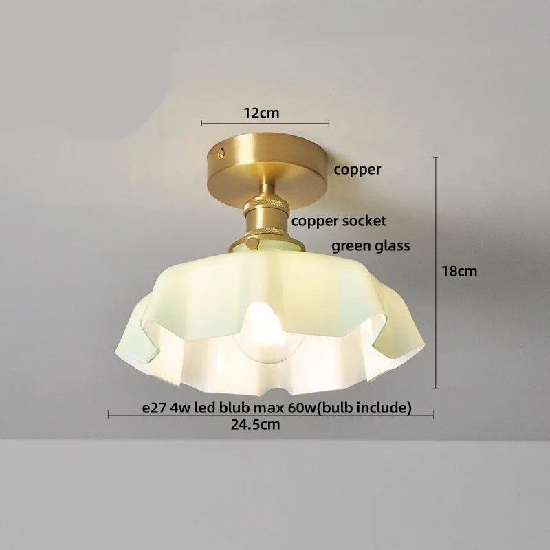 DecorBites™ Blue Flower Glass LED Ceiling Light | Nordic Modern Flush Mount Lamp