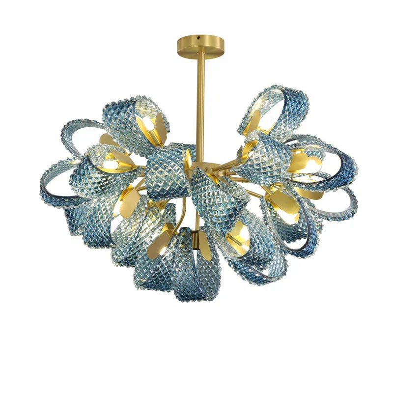 DecorBites™ Blue Queen Crystal Glass LED Ceiling Chandelier - Elegant Lighting Fixture for Living Room