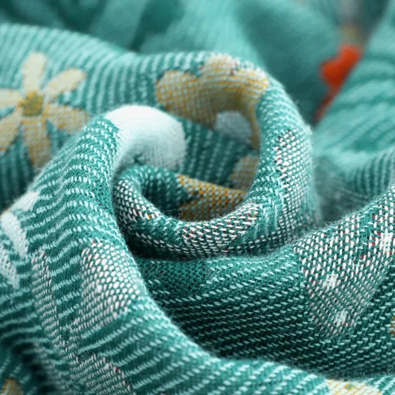 DecorBites™ Japanese Cotton Gauze Boho Throw Blanket - Summer Cool Quilt for Beds and Sofas