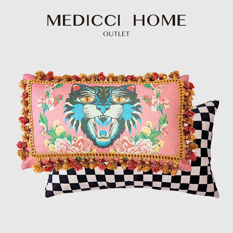 DecorBites™ Cat Print Velvet Throw Pillow Case Luxury Cushion Hand Made