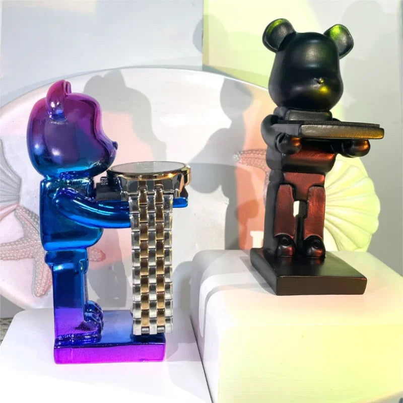 DecorBites™ Cartoon Bear Watch Stand & Jewelry Storage Rack - Trendy Resin Ornaments & Celebration Gifts