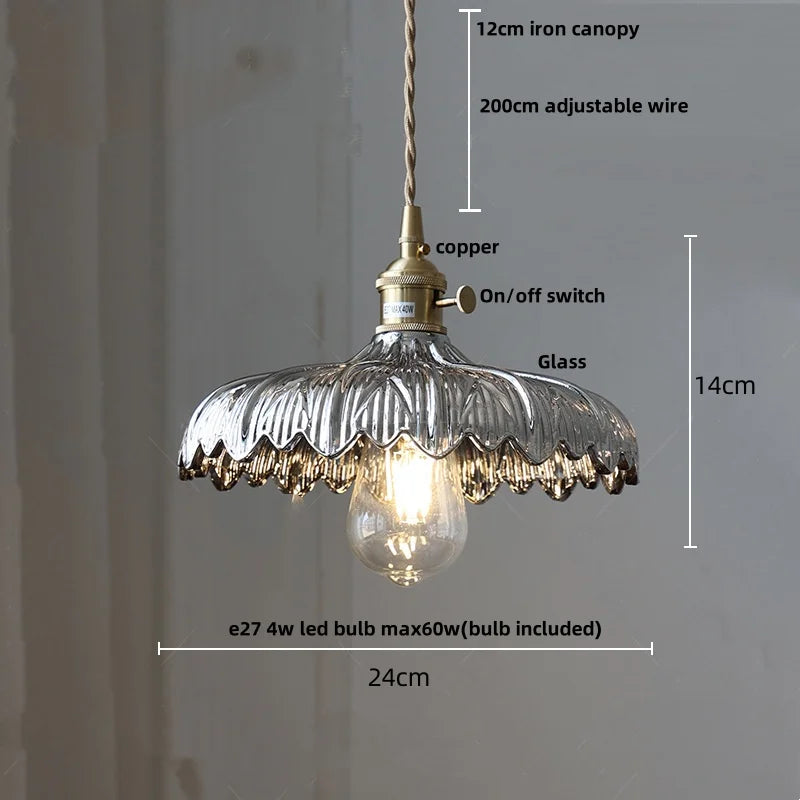 DecorBites™ Clear Glass LED Pendant Lamp Modern Wire Adjustable Hanging Light