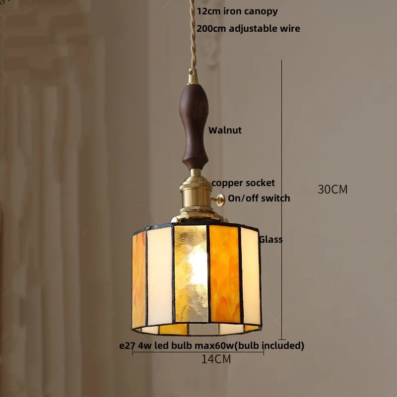 DecorBites™ Copper Knob Switch LED Pendant Lamp, Adjustable Glass Dining Room Lighting
