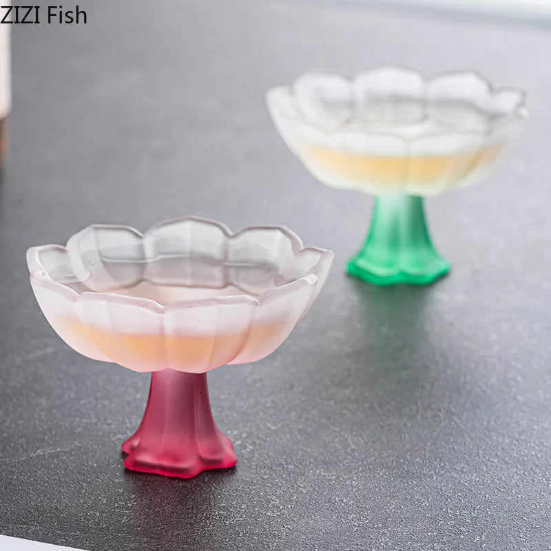 DecorBites™ Lotus Flower Glass Tea Cups - Set of 2