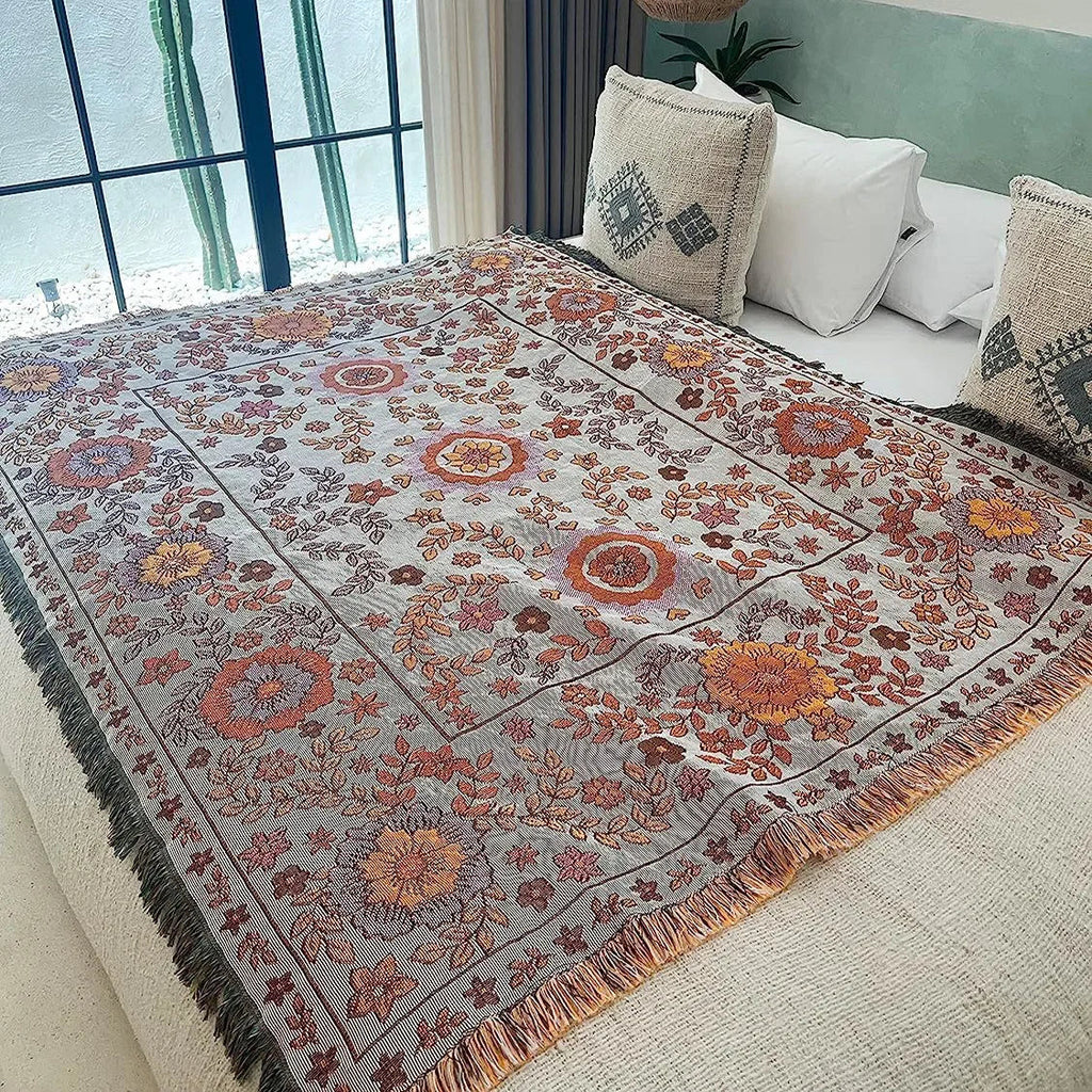 DecorBites™ Boho Floral Sofa Throw Blanket