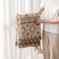 DecorBites™ Bohemian Knitted Oat White Tassel Blanket - Home Office Air Conditioning Nap Decor