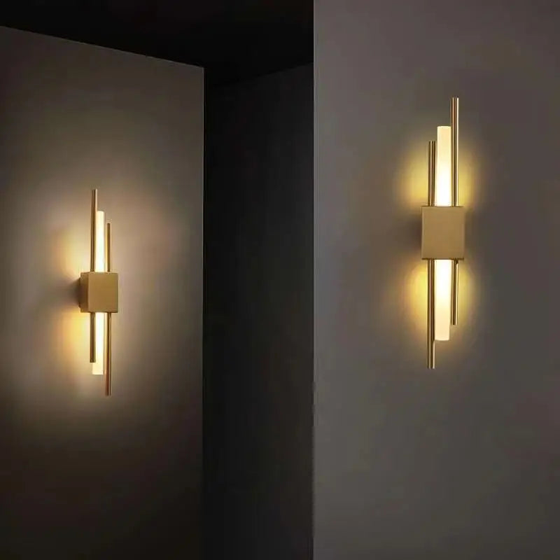 DecorBites™ Art Deco Gold LED Wall Sconce with Marble Accent - Modern Bedroom & Living Room Lighting