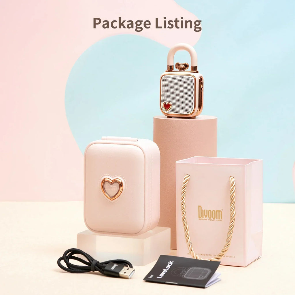 DecorBites™ LoveLock Mini Bluetooth Speaker - Pink, Retro Design, 5W Sound Box