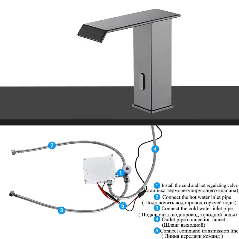 DecorBites™ High Style Smart Sensor Bathroom Basin Faucet Cold Hot Mixer Waterfall Tap