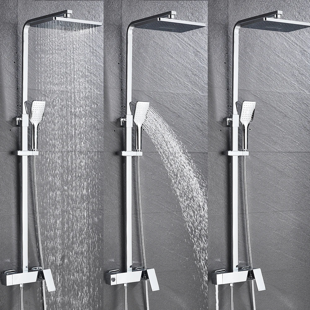 DecorBites™ Black Brass Shower Faucet with 8" Rainfall Shower Head and Tub Spout