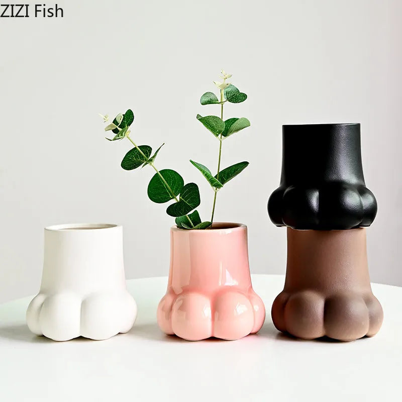 DecorBites™ Cute Cartoon Cat Claw Ceramic Vase Home Decoration