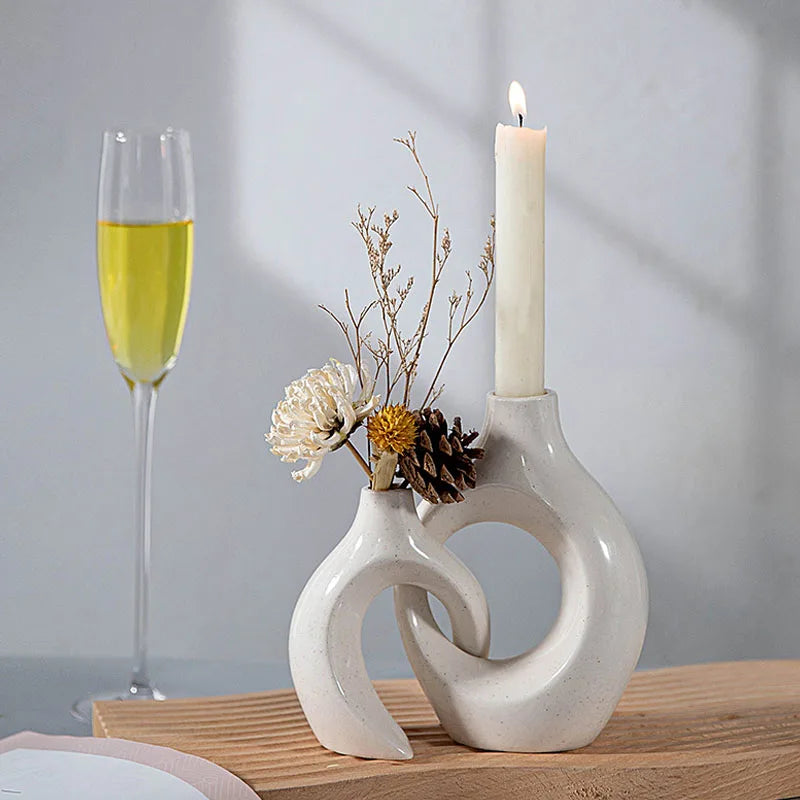 DecorBites™ Ceramic Donut Candle Holder for Home Decor and Table Centerpiece
