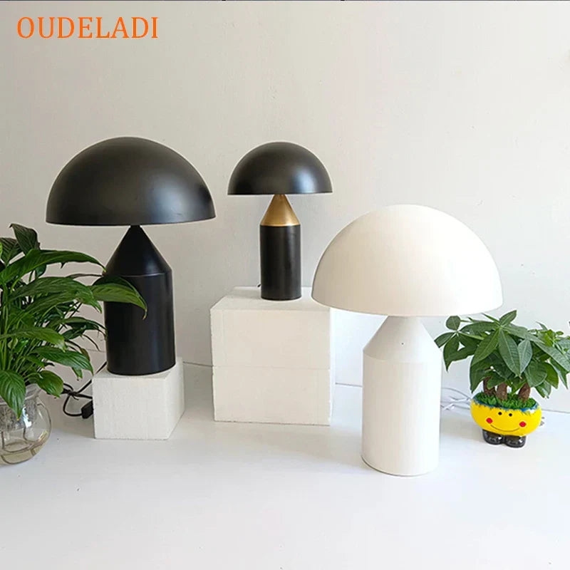 DecorBites™ Black Iron Mushroom Table Lamp, Nordic Design, Gold Accent, Living Room Bedroom Light