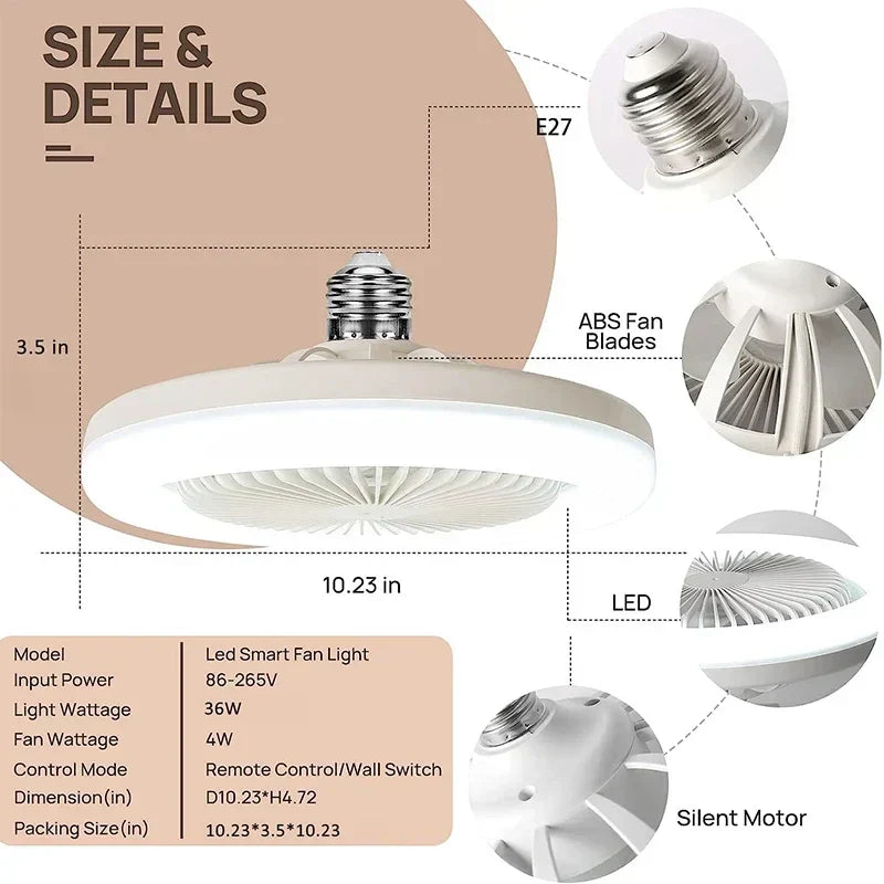 DecorBites™ Ceiling Fan + Lighting with Remote Control for Bedroom Home, Silent Operation