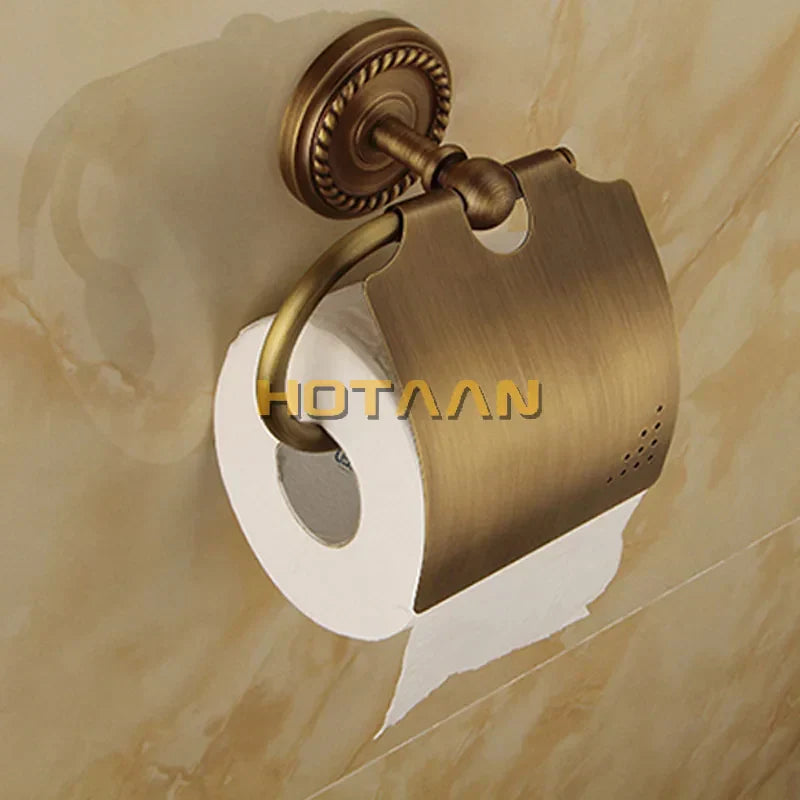 DecorBites™ Brass Bathroom Set: Robe Hook, Paper Holder, Towel Bar, Towel Ring - 4 Piece Kit