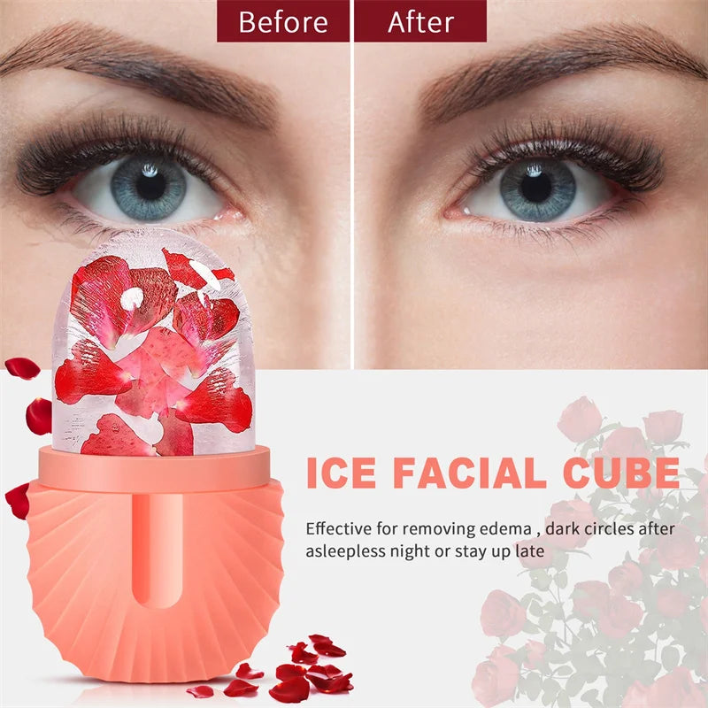 DecorBites™ Beauty Ice Cube Tray and Facial Roller Massager Skin Care Tool