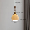 DecorBites™ Copper Ceramic LED Pendant Lamp with Wood Handle for Home Decor