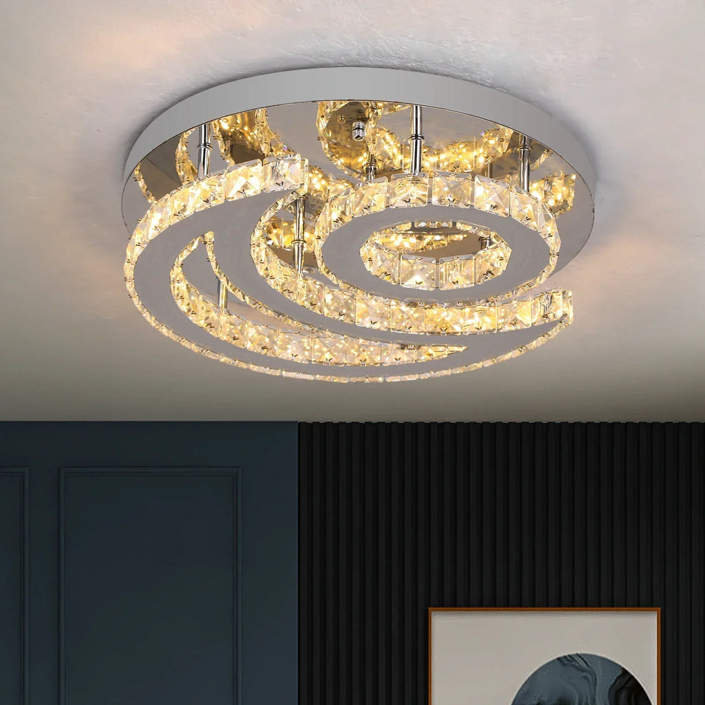 DecorBites™ Crystal Chandelier for Home Hotel Decor, Modern LED Ceiling Light Fixture