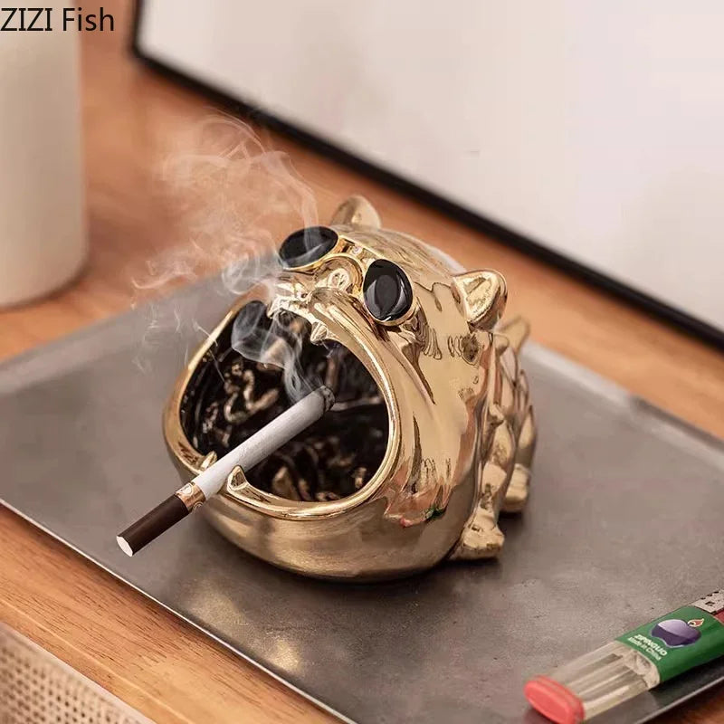 DecorBites™ Bulldog Ceramic Ashtray - Desktop Smoking Accessories for Weed - Portable Ashtray Gift