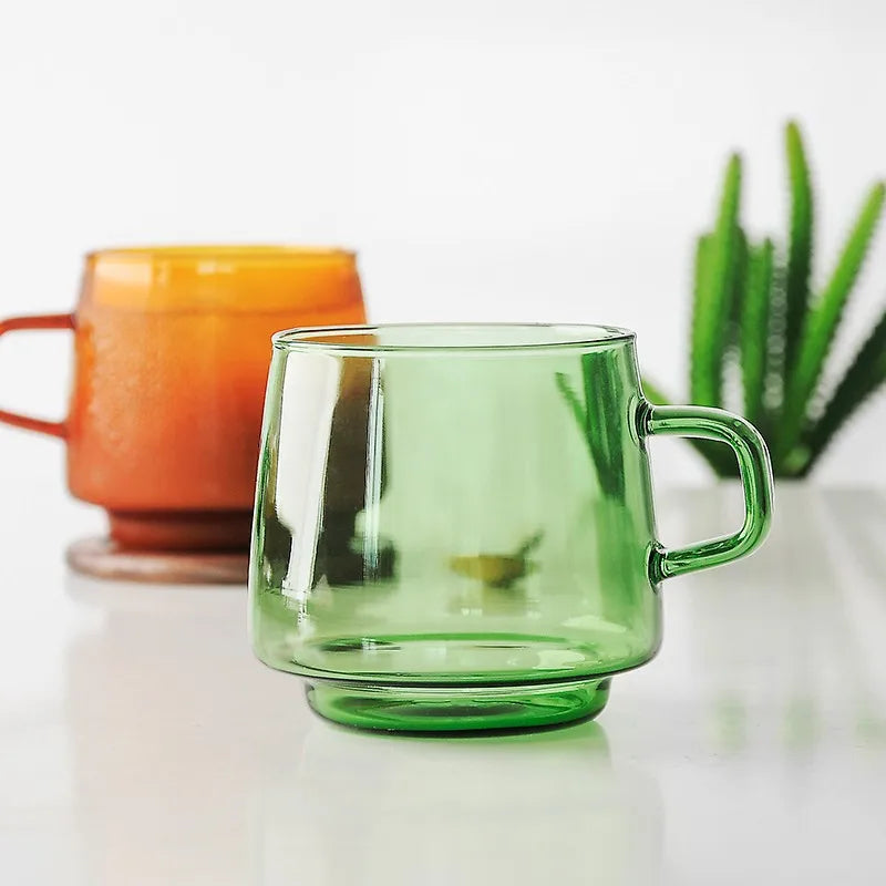 DecorBites™ 350ml Glass Coffee Mug Tea Juice Cup Heat Resistant Durable High Borosilicate